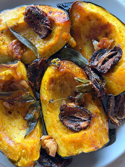 Roasted Squash with Saffron-Buttered Dates