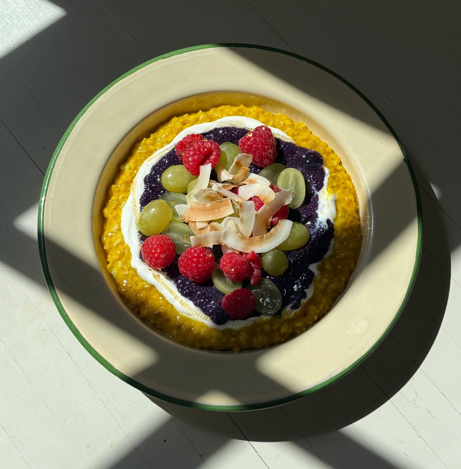 Saffron Cracked Oats with Blueberry Chia Pudding