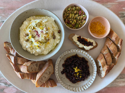 Whipped Feta with Saffron Barberries & Grilled Bread