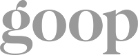 The image shows the word "goop" in lowercase, gray, serif font on a light background.