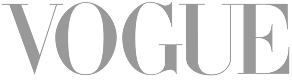 The word "VOGUE" in large, gray, uppercase serif letters on a light background.