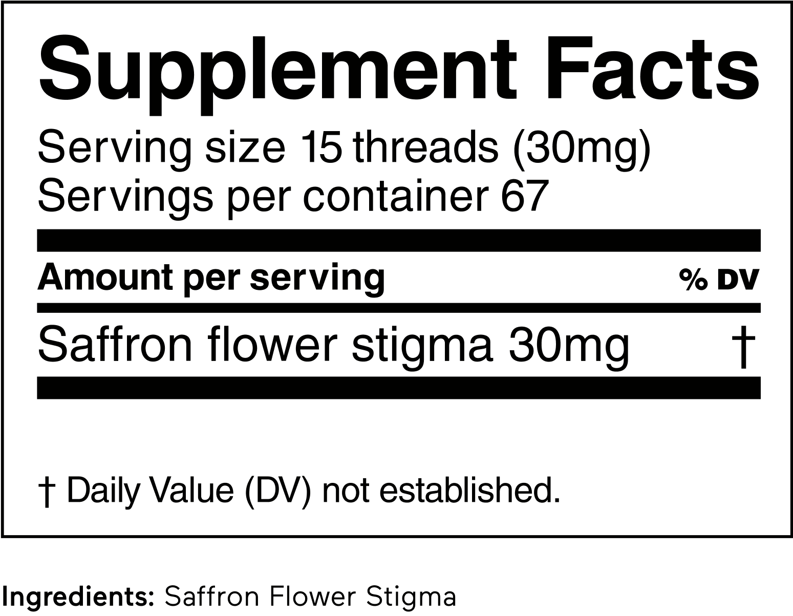 Nutrition label for strands of sunshine