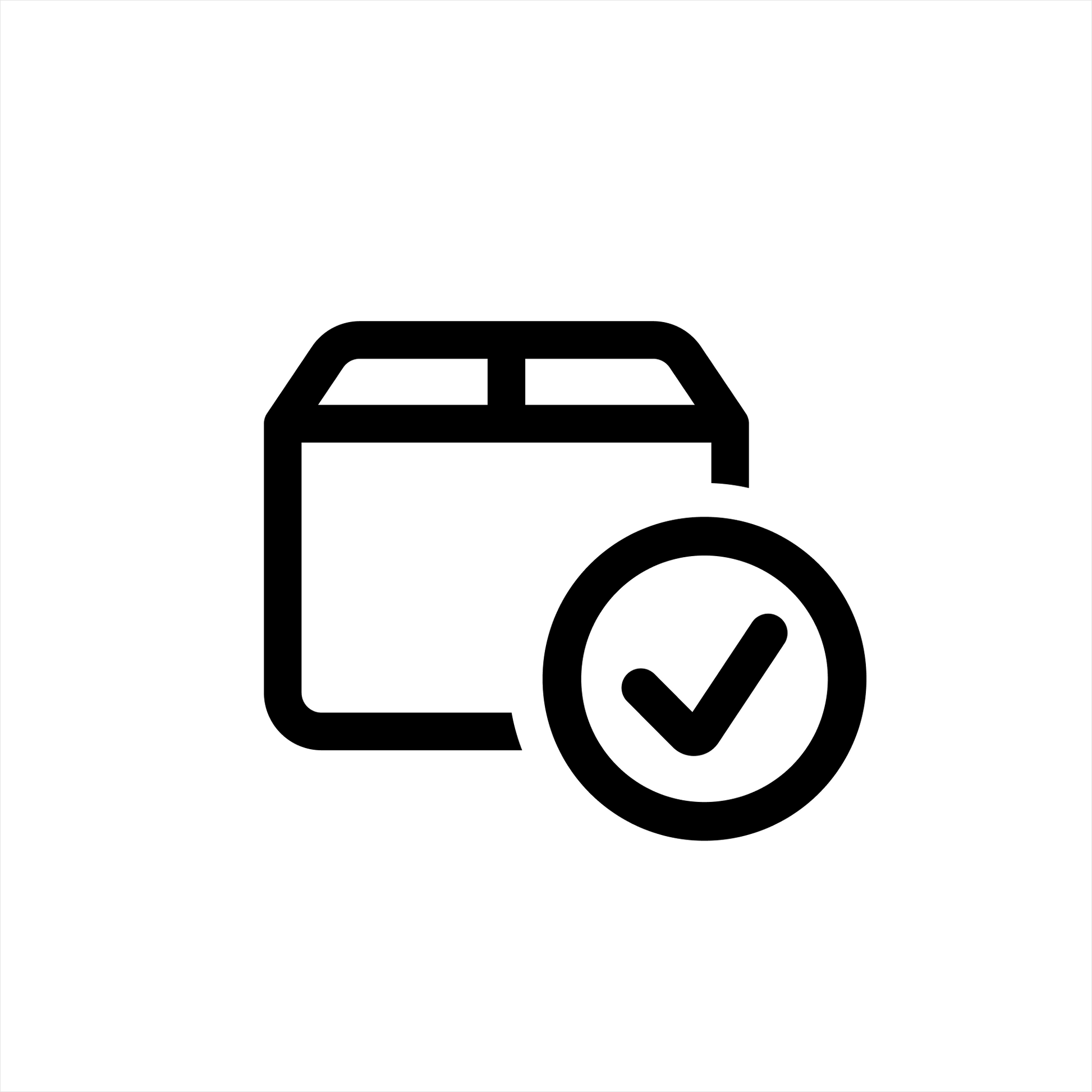Black and white icon of a calendar with a large check mark inside a circle in the foreground, representing scheduled or completed events and shipment protection with Shipping Protection by Route from Route.